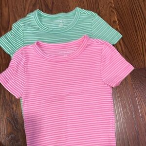 2 baby tee cropped striped tees